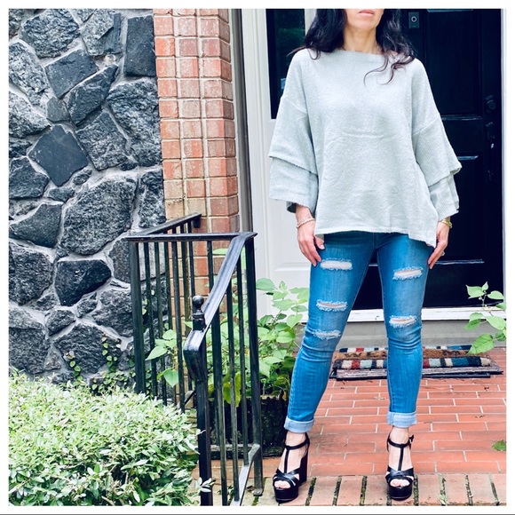 BOHO CHIC LAYERED SLEEVES LOOSE FIT SWEATER - Picture 11 of 16